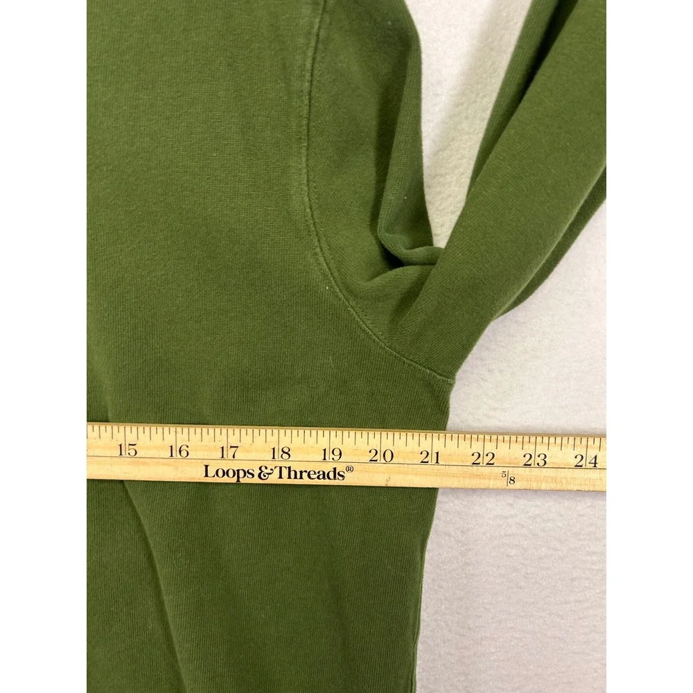 Preppy Gorpcore J.Crew Mercantile Mens LG Olive Green Quarter Zip Pullover H1340